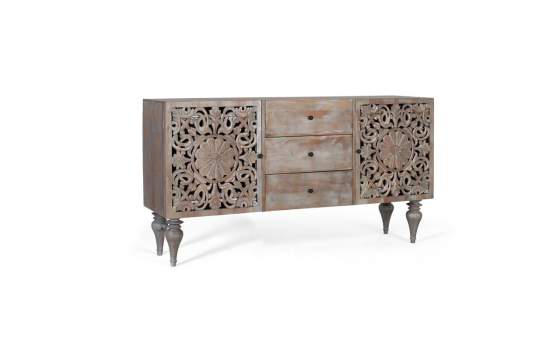 Aparador Oriental 2 Puertas 3 Cajones Gris Decape Adlerspa