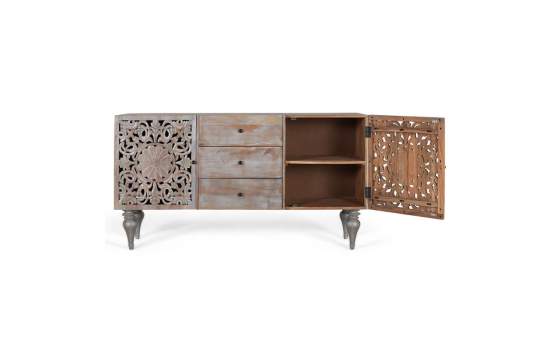 Aparador Oriental 2 Puertas 3 Cajones Gris Decape Adlerspa