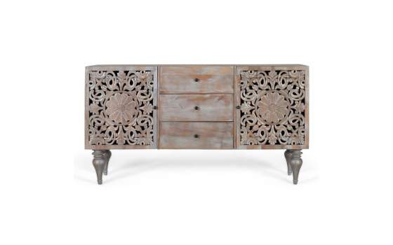 Aparador Oriental 2 Puertas 3 Cajones Gris Decape Adlerspa