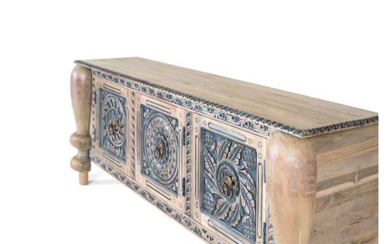 Aparador Oriental 3 Puertas Talladas Patas Gruesas Alsava