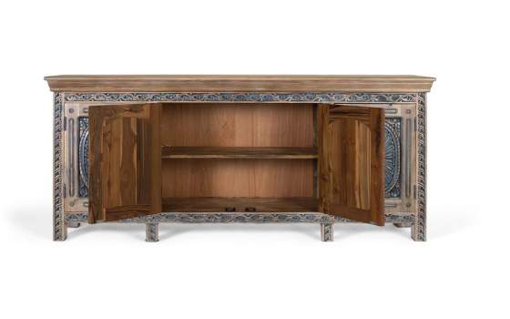 Aparador Oriental 4 Puertas Talladas Decoradas en Azulon Alsava