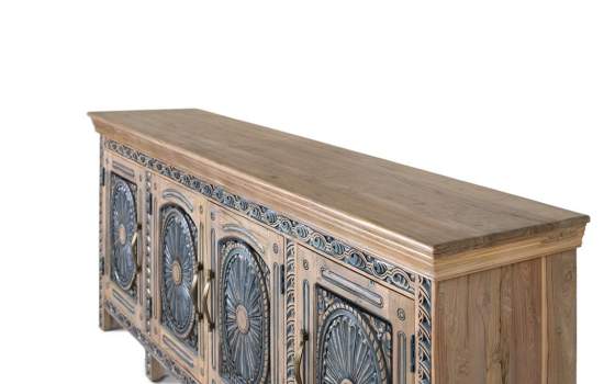 Aparador Oriental 4 Puertas Talladas Decoradas en Azulon Alsava