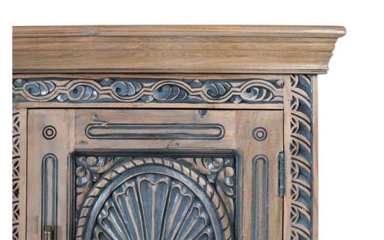 Aparador Oriental 4 Puertas Talladas Decoradas en Azulon Alsava