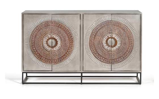 Aparador Oriental 4 Puertas Talladas Serie Wood Mandala