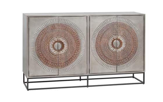 Aparador Oriental 4 Puertas Talladas Serie Wood Mandala