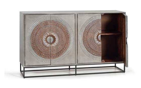 Aparador Oriental 4 Puertas Talladas Serie Wood Mandala
