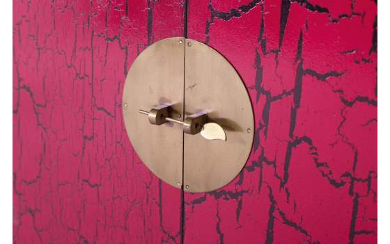 Aparador Oriental Rojo Desgastado 2 Cajones 2 Puertas Bassus