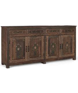 Aparador Oriental Rustico 4 Puertas 4 Cajones - Serie Agarden