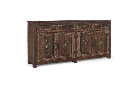 Aparador Oriental Rustico 4 Puertas 4 Cajones - Serie Agarden