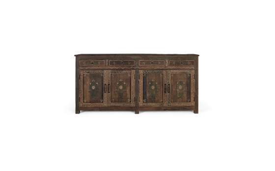Aparador Oriental Rustico 4 Puertas 4 Cajones - Serie Agarden