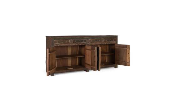 Aparador Oriental Rustico 4 Puertas 4 Cajones - Serie Agarden