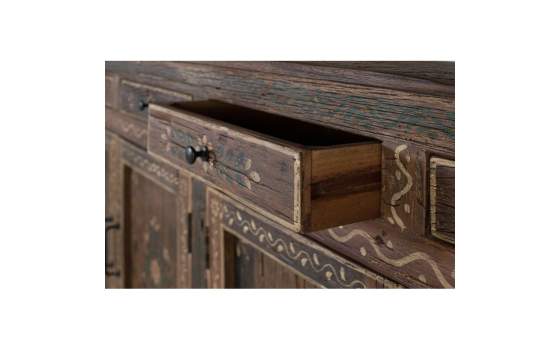Aparador Oriental Rustico 4 Puertas 4 Cajones - Serie Agarden