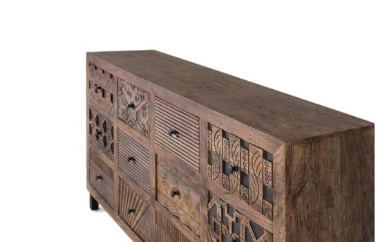 Aparador Oriental  Tallado 12 Cajones Serie Agard