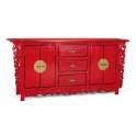 Aparador Oriental Vintage Rojo 4 Puertas 3 Cajones Aeriast