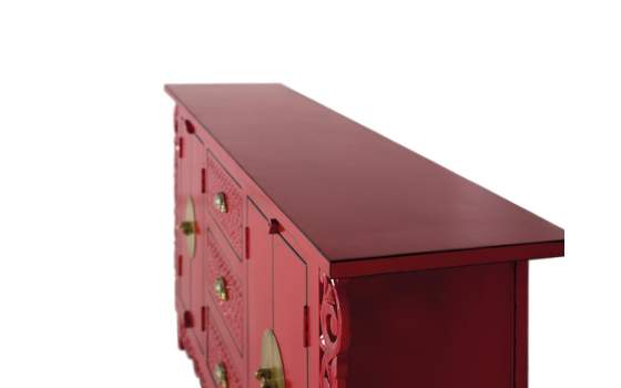 Aparador Oriental Vintage Rojo 4 Puertas 3 Cajones Aeriast