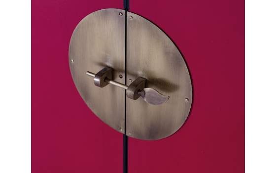 Aparador Oriental Vintage Rojo 4 Puertas 3 Cajones Aeriast