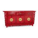 Aparador Oriental Vintage Rojo 6 Puertas 3 Cajones Aeriast