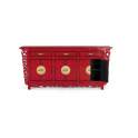 Aparador Oriental Vintage Rojo 6 Puertas 3 Cajones Aeriast