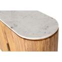 Aparador Ovalado Madera Mango y Marmol Serie Tyla