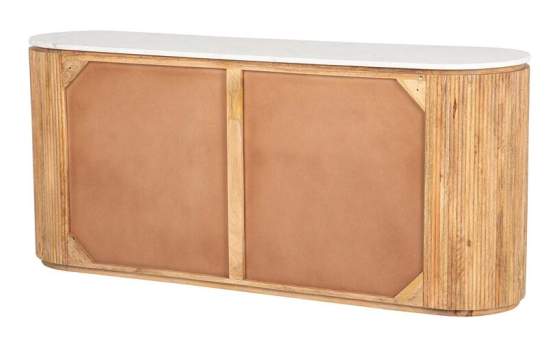 Aparador Ovalado Madera Mango y Marmol Serie Tyla