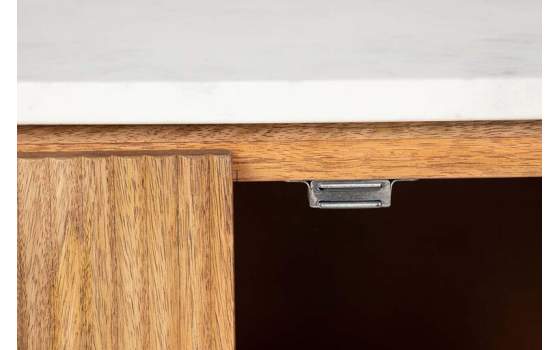 Aparador Ovalado Madera Mango y Marmol Serie Tyla