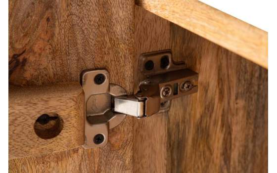 Aparador Ovalado Madera Mango y Marmol Serie Tyla