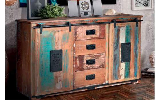Aparador Pequeño Puertas Correderas Vintage Retro Agelelli