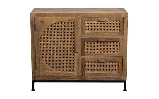 Aparador 1 Puerta 3 Cajones Madera Mango y Rejilla Anatial