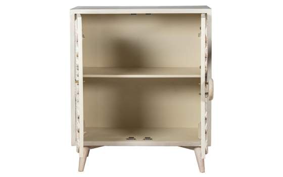 Aparador Pequeño Madera Mango Color Blanco Serie Agaz