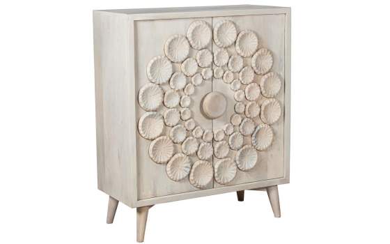 Aparador Pequeño Madera Mango Color Blanco Serie Agaz