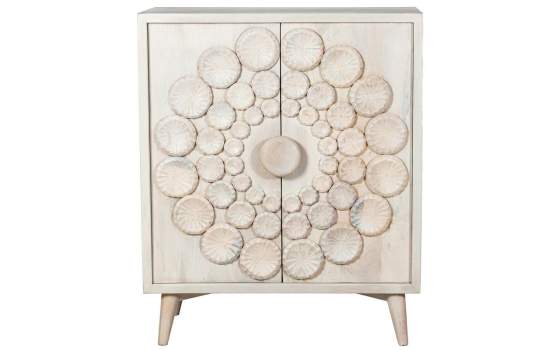 Aparador Pequeño Madera Mango Color Blanco Serie Agaz