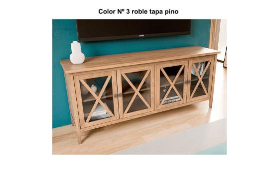 Aparador Provenzal 4 Puertas Acristaladas Cruz Adismu