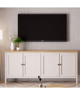 Aparador Provenzal 4 Puertas Bicolor Blanco Madera Adismu