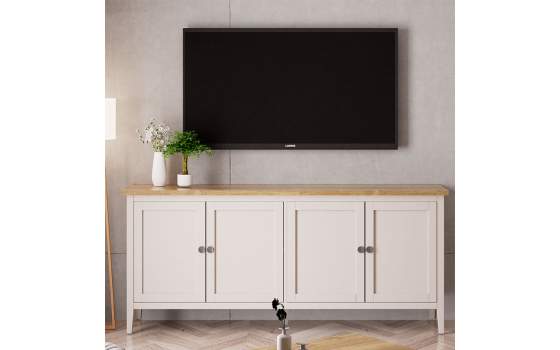 Aparador Provenzal 4 Puertas Bicolor Blanco Madera Adismu