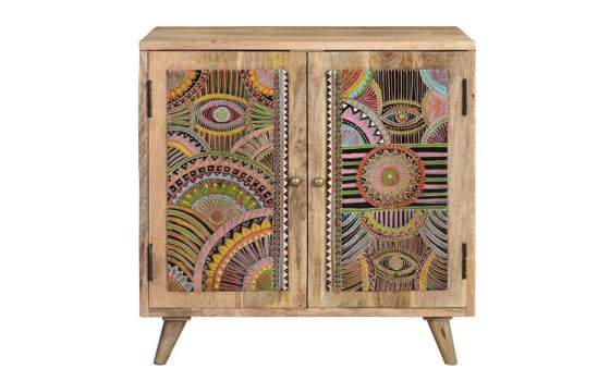 Aparador recibidor pintado colores motivos indios etnico