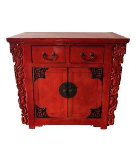 Aparador Recibidor Oriental 2 Puertas Rojo Rustico  Abdaive