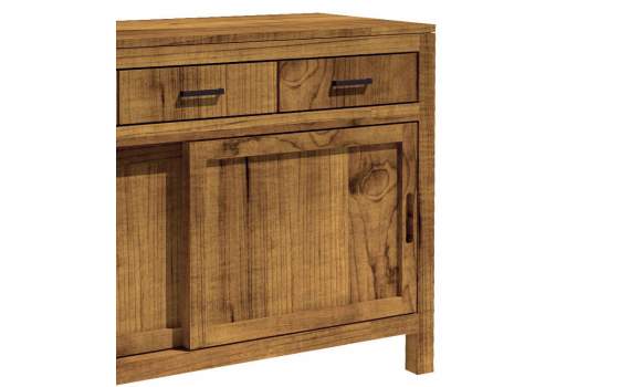 Aparador Rustico 2 Puertas Correderas 3 Cajones en Pino