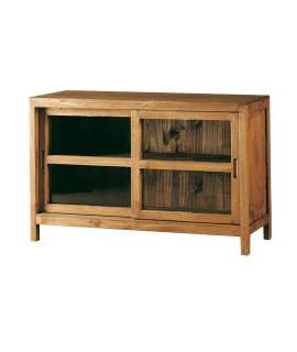 Aparador Rustico 2 Puertas Correderas Acristaladas Madera Pino