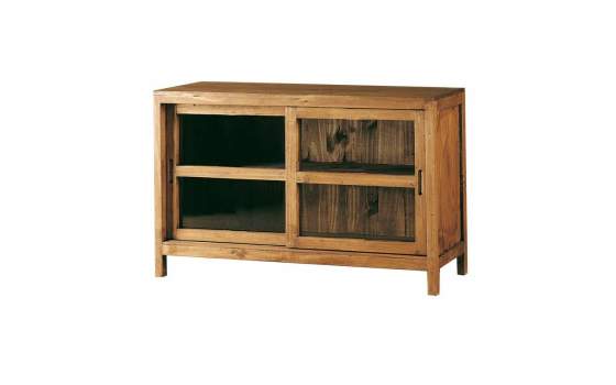 Aparador Rustico 2 Puertas Correderas Acristaladas Madera Pino