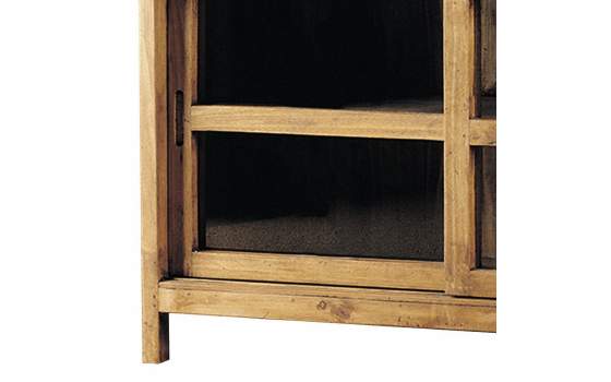 Aparador Rustico 2 Puertas Correderas Acristaladas Madera Pino