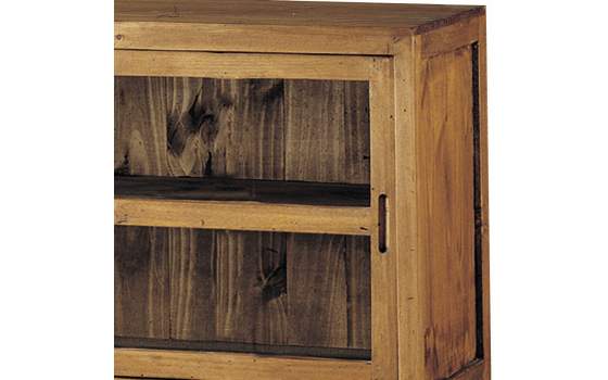 Aparador Rustico 2 Puertas Correderas Acristaladas Madera Pino