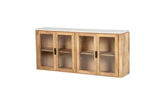 Aparador Rustico 4 Puertas Acristaladas Madera Marmol Felo