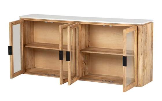 Aparador Rustico 4 Puertas Acristaladas Madera Marmol Felo