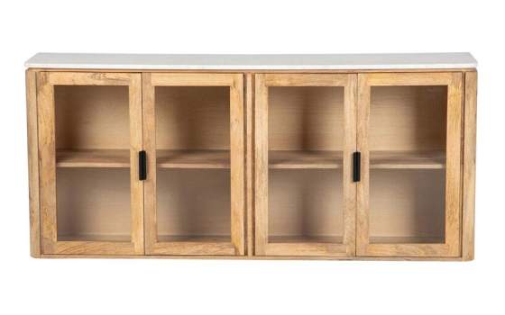 Aparador Rustico 4 Puertas Acristaladas Madera Marmol Felo