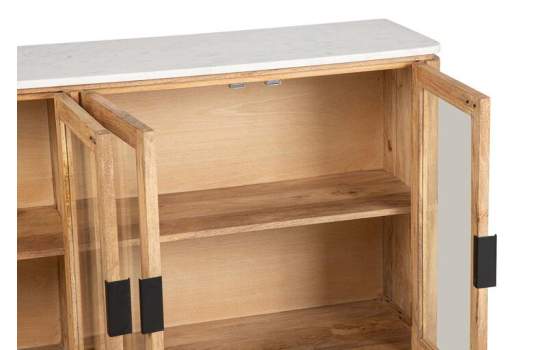 Aparador Rustico 4 Puertas Acristaladas Madera Marmol Felo