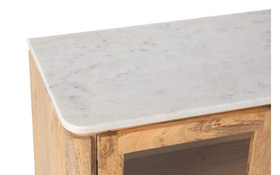 Aparador Rustico 4 Puertas Acristaladas Madera Marmol Felo