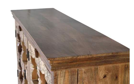 Aparador Rustico 4 Puertas Decoradas con Tallas y Metal Albalda