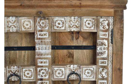 Aparador Rustico 4 Puertas Decoradas con Tallas y Metal Albalda