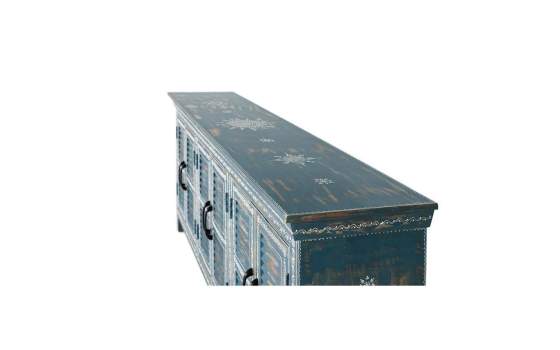 Aparador Rustico Azul Decape Oriental Decorado Arisves