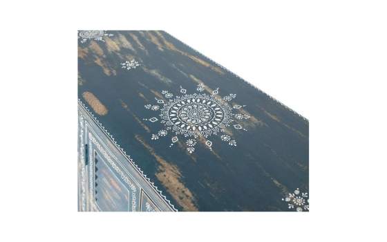 Aparador Rustico Azul Decape Oriental Decorado Arisves